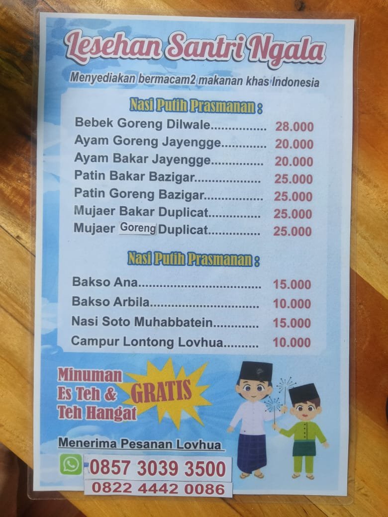 Gambar. Daftar Menu Lesehan Santri Ngala.(Dok. Kabarpresisi.com)