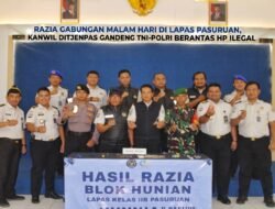 Razia Gabungan Malam Hari di Lapas Pasuruan, Kanwil Ditjenpas Gandeng TNI-Polri Berantas HP Ilegal