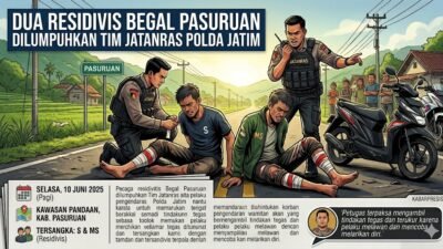 ‎Dua Residivis Begal Pasuruan Dilumpuhkan Tim Jatanras Polda Jatim ‎