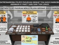 ‎Satresnarkoba Polres Pasuruan Ungkap Tiga Kasus Narkoba, Amankan 41 Paket Sabu dari Tiga Lokasi