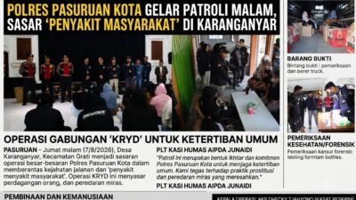 ‎Polres Pasuruan Kota Gelar Patroli Malam, Sasar “Penyakit Masyarakat” di Karanganyar