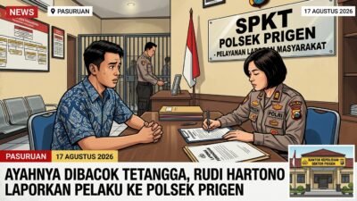 Ayahnya Dibacok Tetangga, Rudi Hartono Laporkan Pelaku ke Polsek Prigen